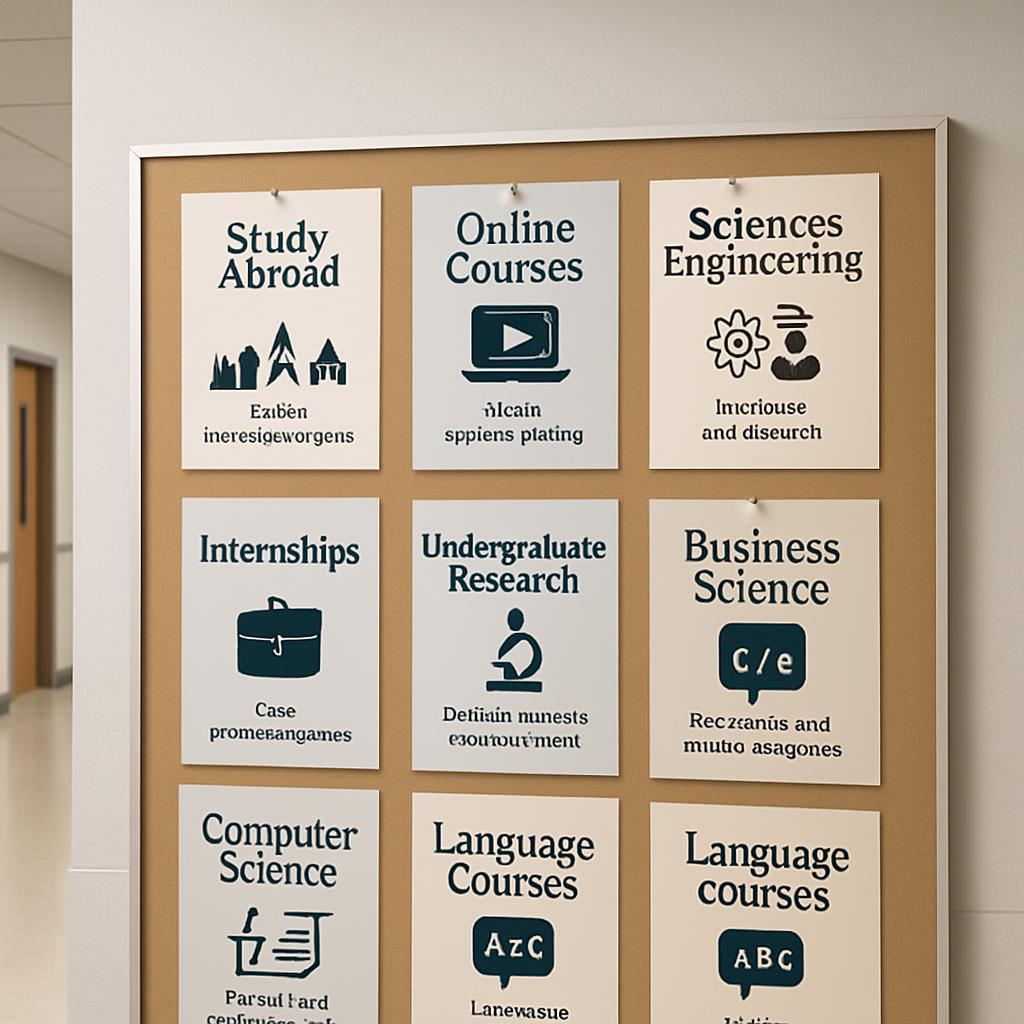 Iconografías pegadas en un tablero